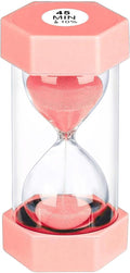 Hourglass 45 Minute Sand Timer, Plastic Sand Clock 45 Min, Unbreakable Colorful Hour Glass Sandglass for Classroom Gmaes Decor (Pink)
