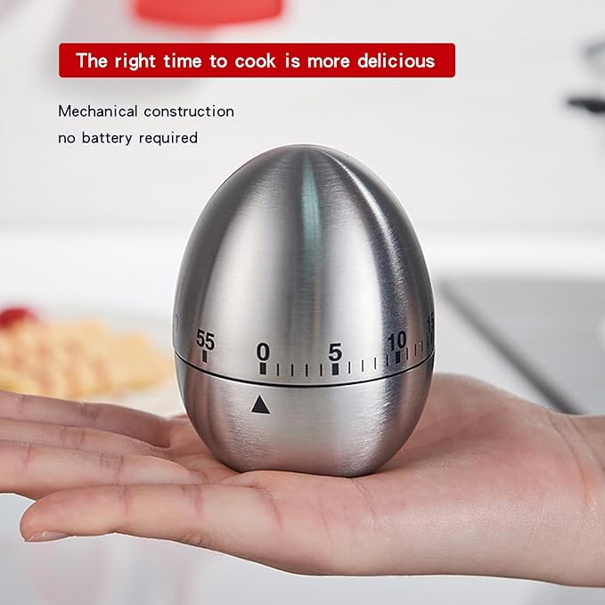 60 Minute Egg Timer, Kitchen Timers for Cooking, Wind Up Timer 0-60 Minutes, Timers for Classroom, Visual Timer for Kids, Mechanical Egg Shape Timer for Saunas and Hard Boiled Eggs (Egg Shape)
