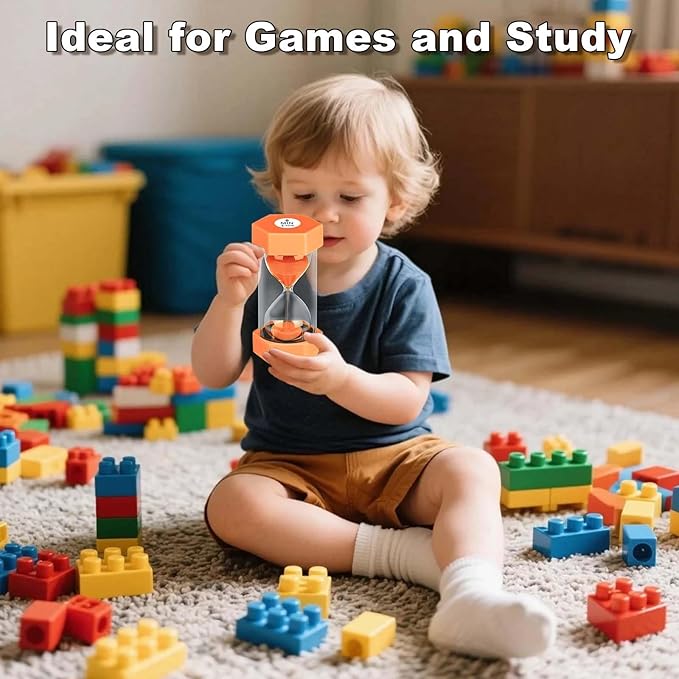 30 Minute Hourglass Sand Timer, Unbreakable Hexagon Sand Clock 30 Min, Reloj De Arena 30 Minutos,Plastic Colorful Hour Glass Sandglass for Classroom Games(Orange)