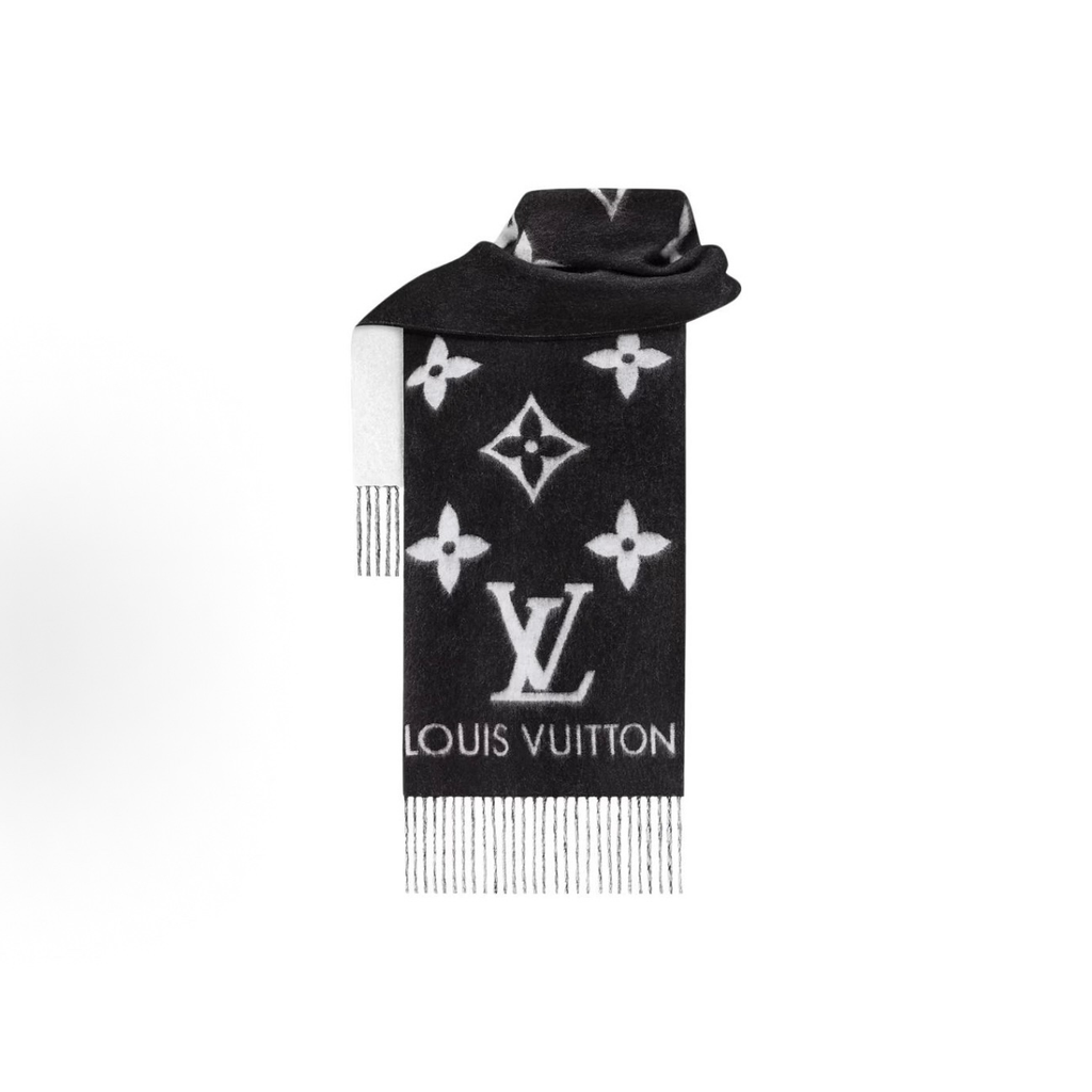 Reversible Monogram Winter Scarf, Soft Warm Shawl with Tassels