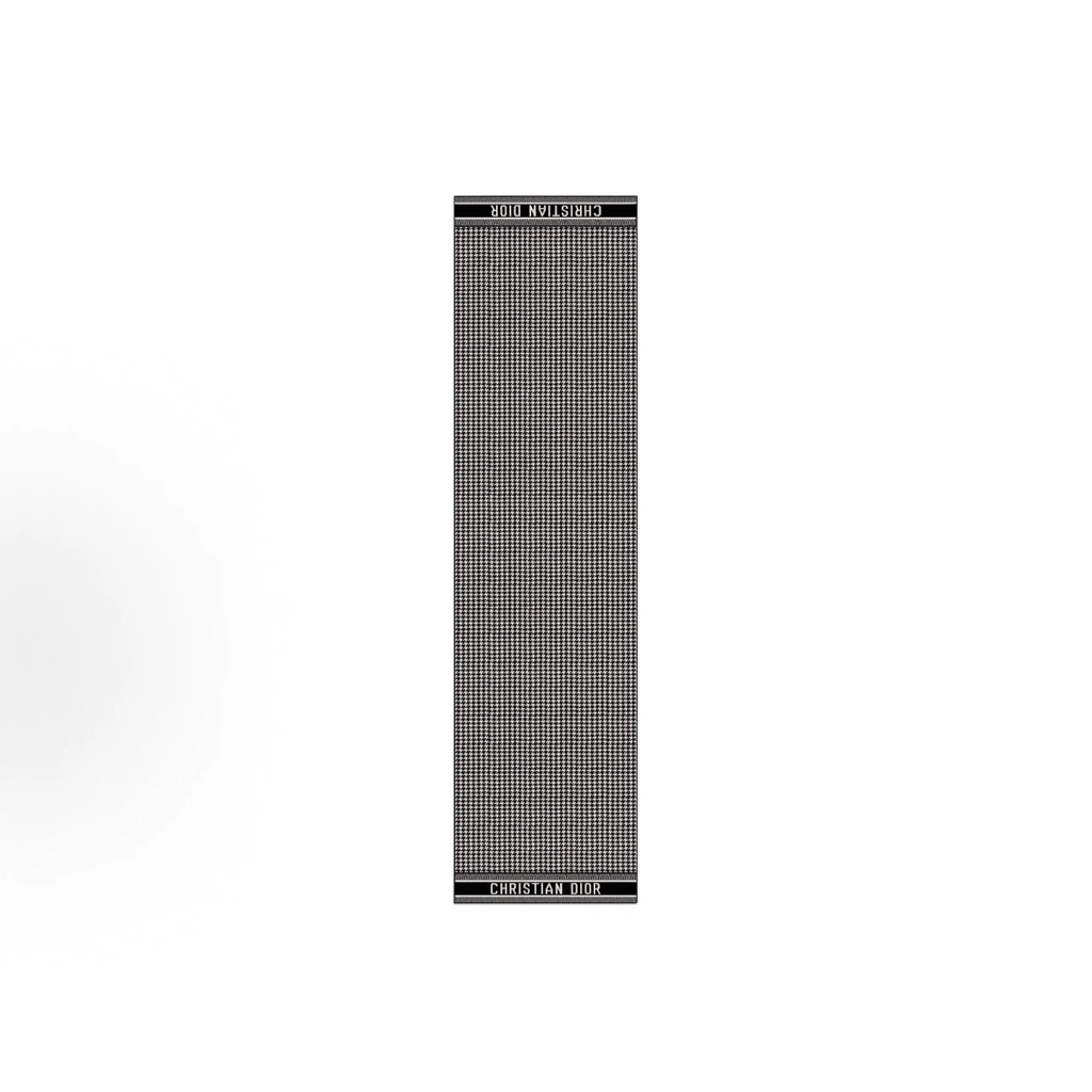 Black‑Grey Houndstooth Fringed Reversible Winter Scarf