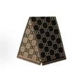 Gucci Reversible GG Check Wool Scarf, Black & Beige Monogram Fringed Unisex Winter Shawl Wrap