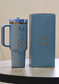 Soccer #10 Themed Light Blue 40oz Insulated Tumbler with Lid and Straw